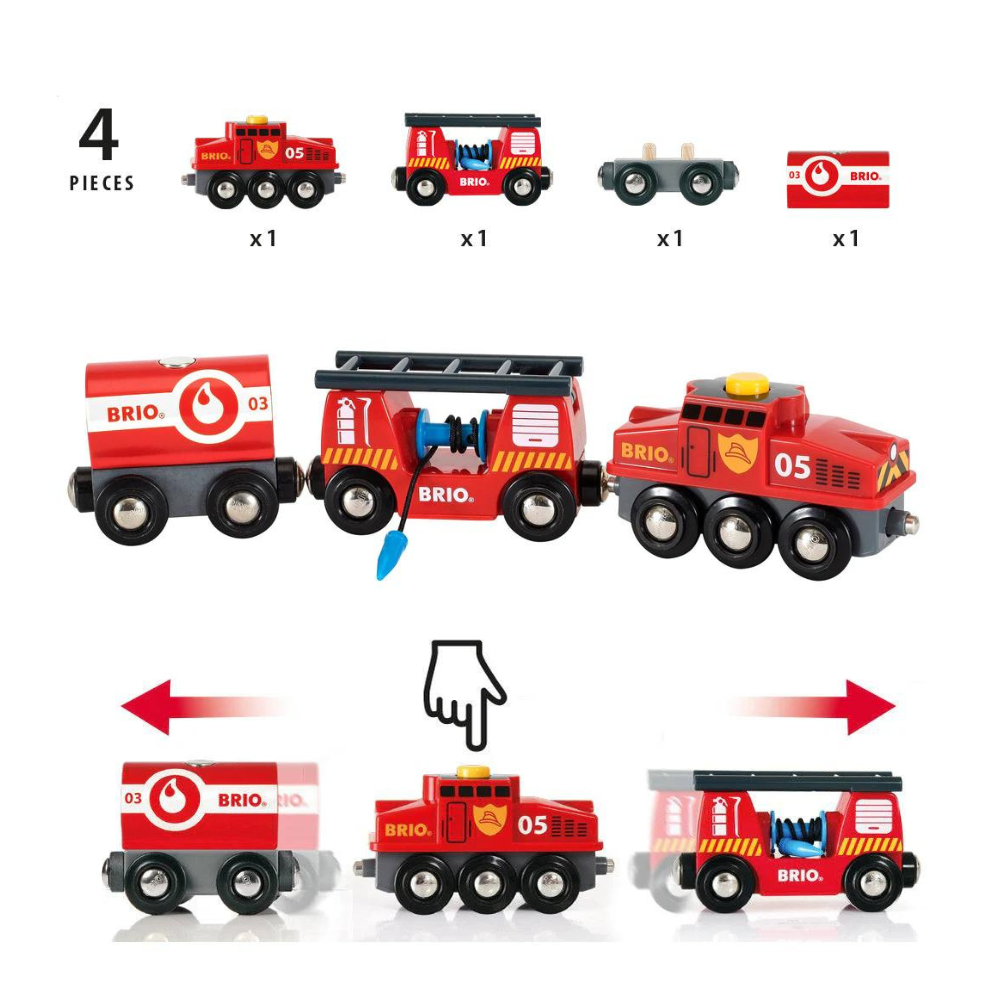BRIO RESCUE FIREFIGHTING TRAIN, 4 PIECES