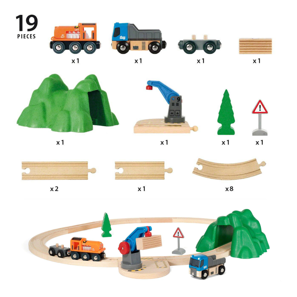 BRIO STARTER LIFT & LOAD SET A, 19 PIECES