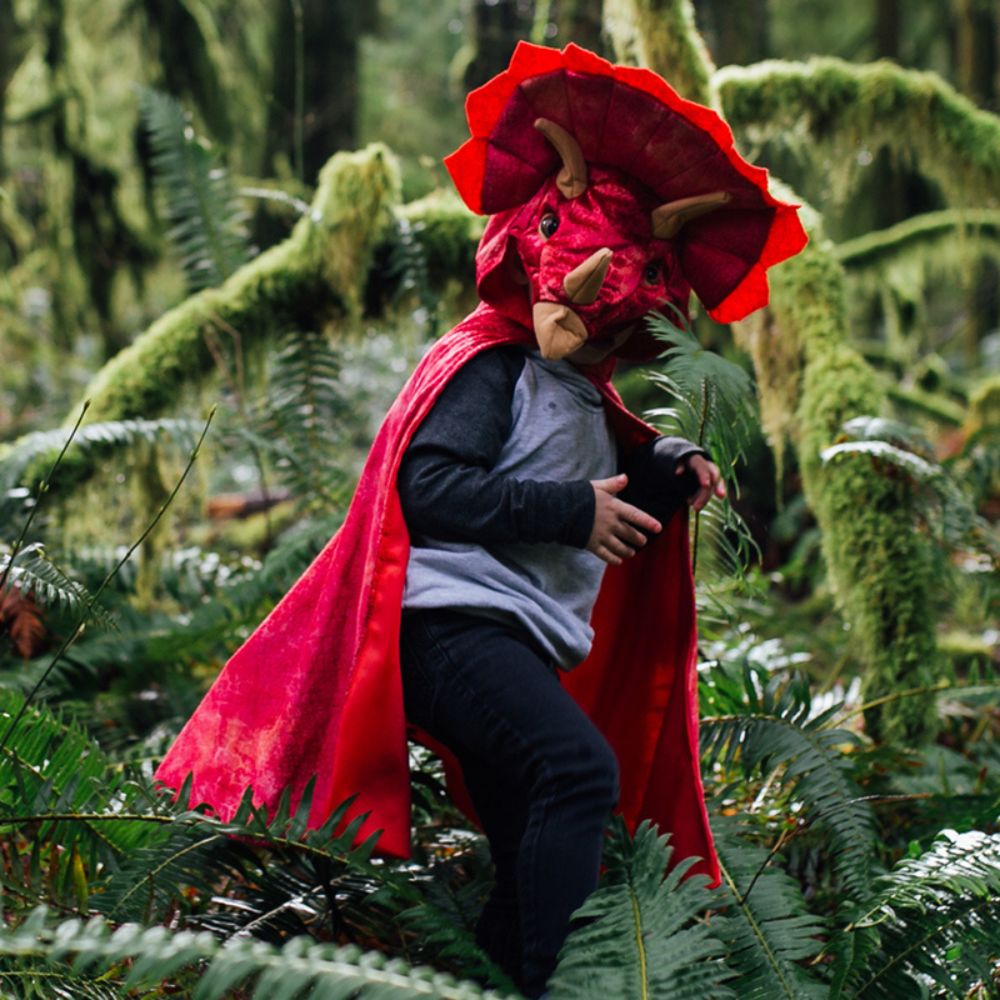 GREAT PRETENDER TRICERATOPS RED HOODED CAPE SIZE 4-5