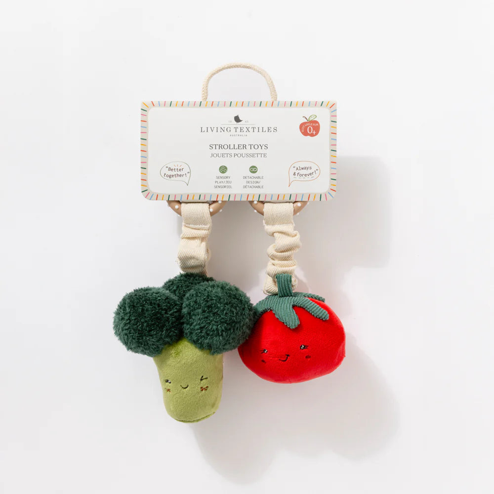 LIVING TEXTILES MINI MARKET PRAM TOY 2PC BROCCCOLI AND TOMATO