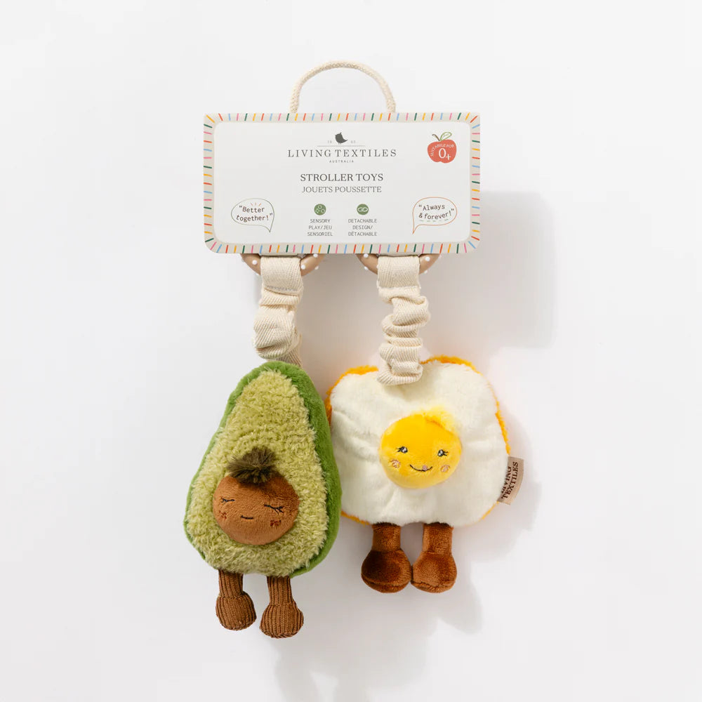 LIVING TEXTILES MINI MARKET PRAM TOY 2PC AVOCADO AND EGG ON TOAST