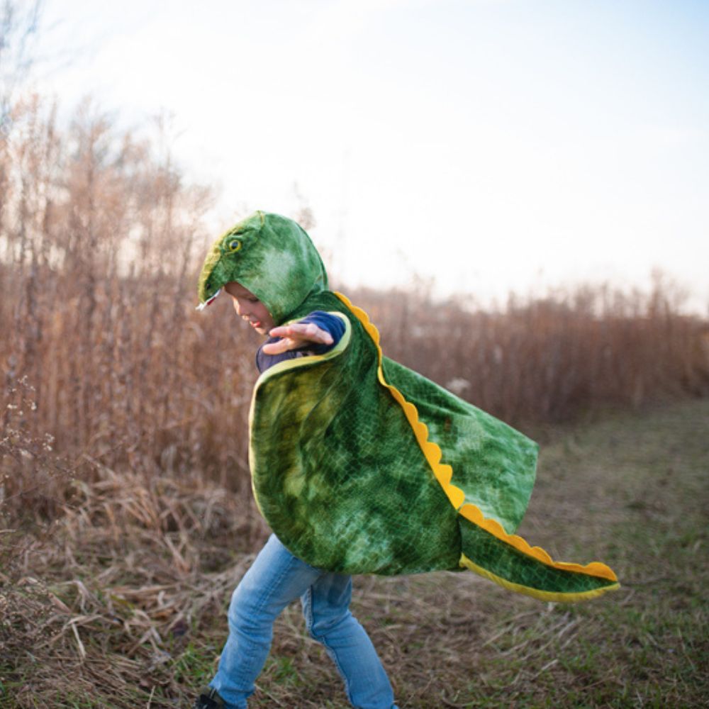 GREAT PRETENDER T REX GREEN HOODED CAPE SIZE 4-5