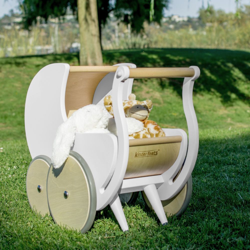 KINDERFEETS WALKER PRAM WOODEN WHITE