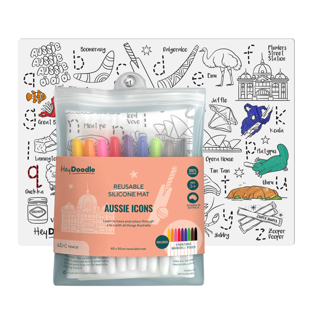 HEY DOODLE PLACEMAT ABC AUSSIE ICONS