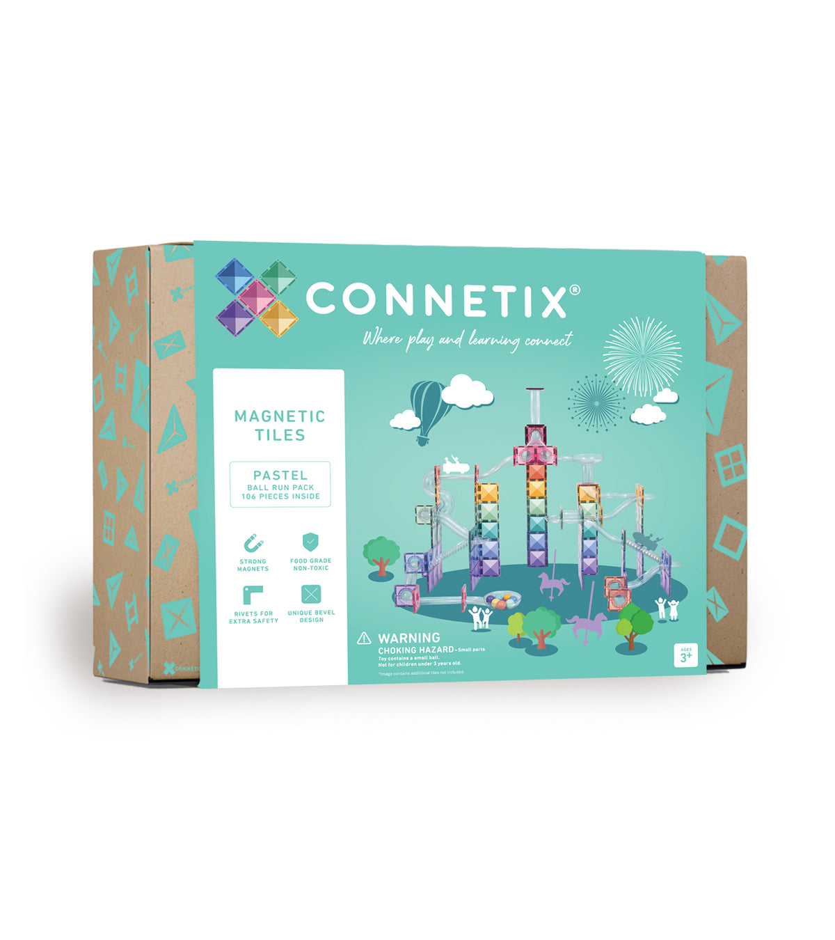 CONNETIX MAGNETIC TILES 106 PIECE PASTEL BALL RUN