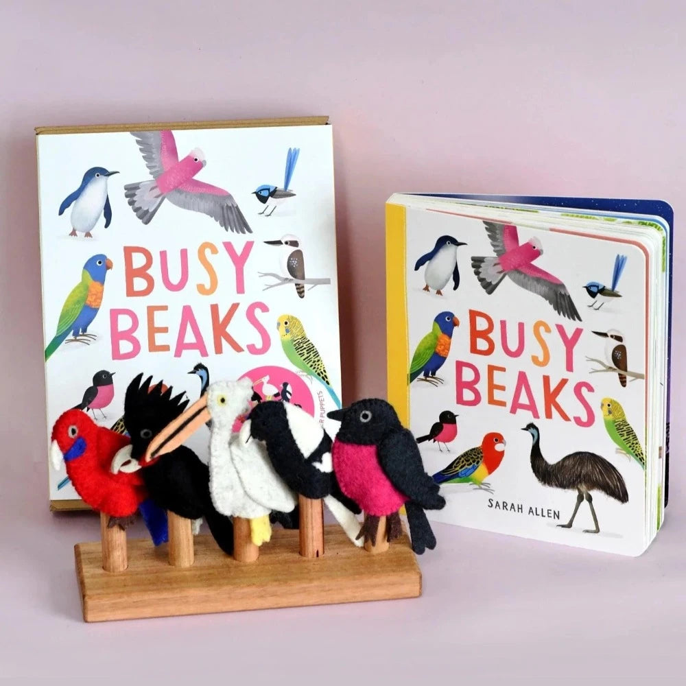 TARA TREASURES BUSY BEAKS FINGER PUPPETS AND BOOK SET