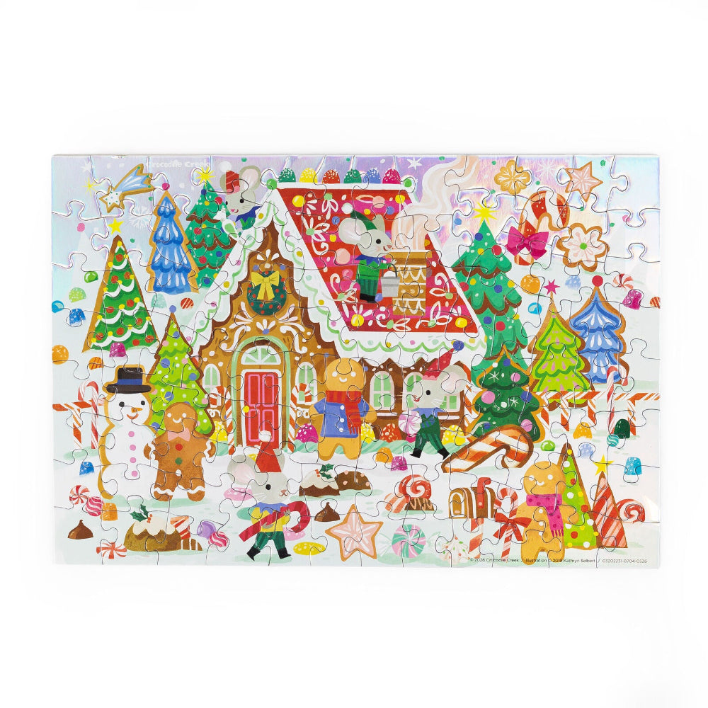 CROCODILE CREEK HOLOGRAPHIC 100PC GINGERBREAD HOUSE PUZZLE