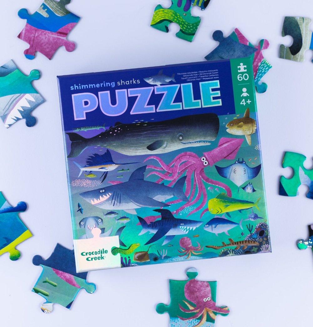 CROCODILE CREEK SHIMMERING SHARK FOIL PUZZLE 60pc