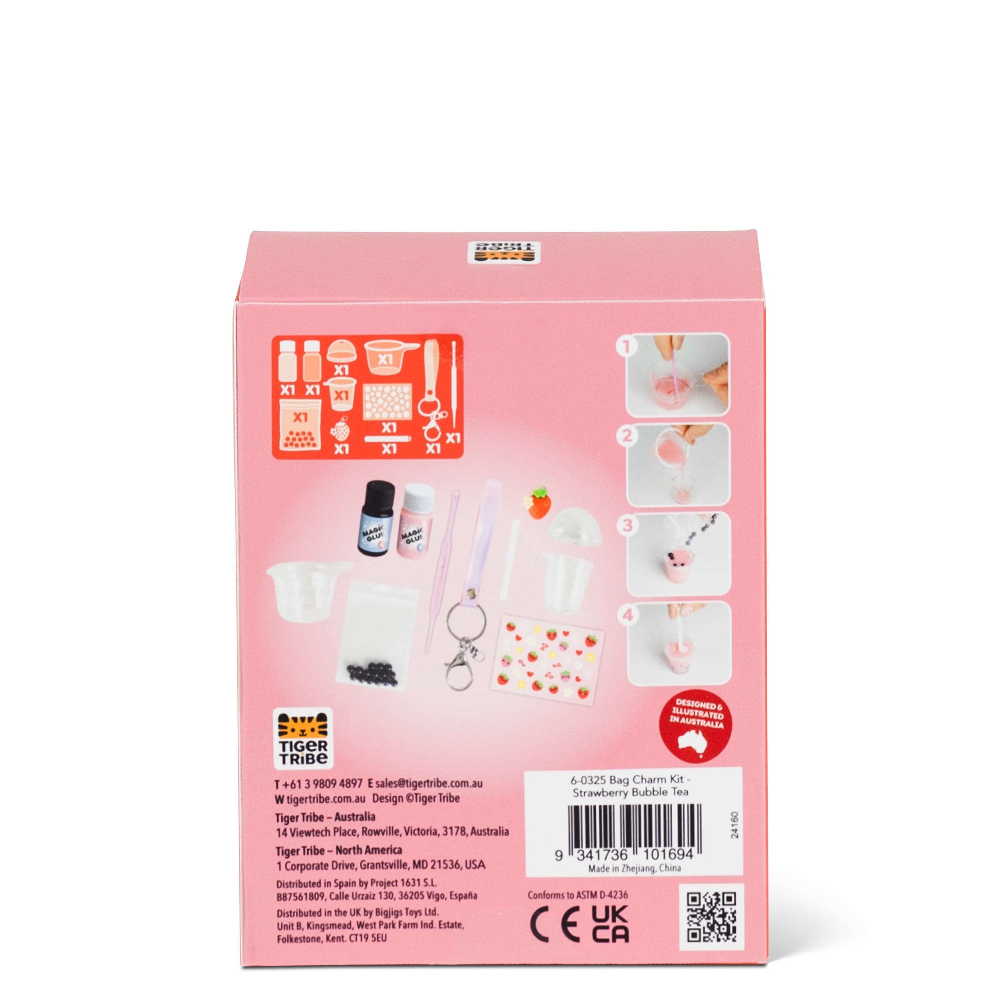 STRAWBERRY BUBBLE TEA BAG CHARM KIT