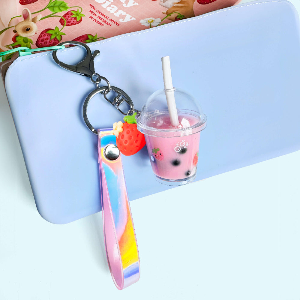 STRAWBERRY BUBBLE TEA BAG CHARM KIT