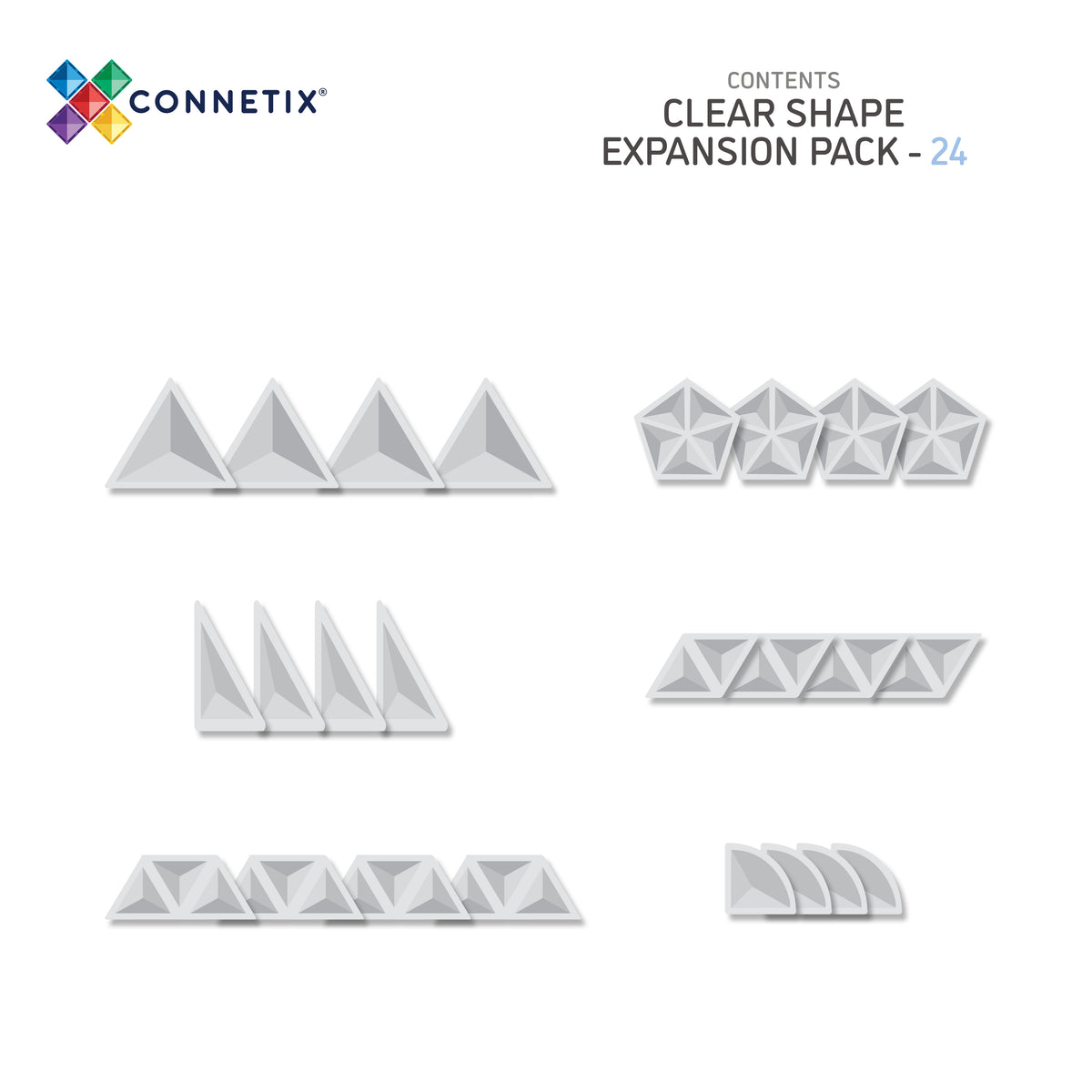 CONNETIX 24 PIECE CLEAR SHAPE EXPANSION PACK