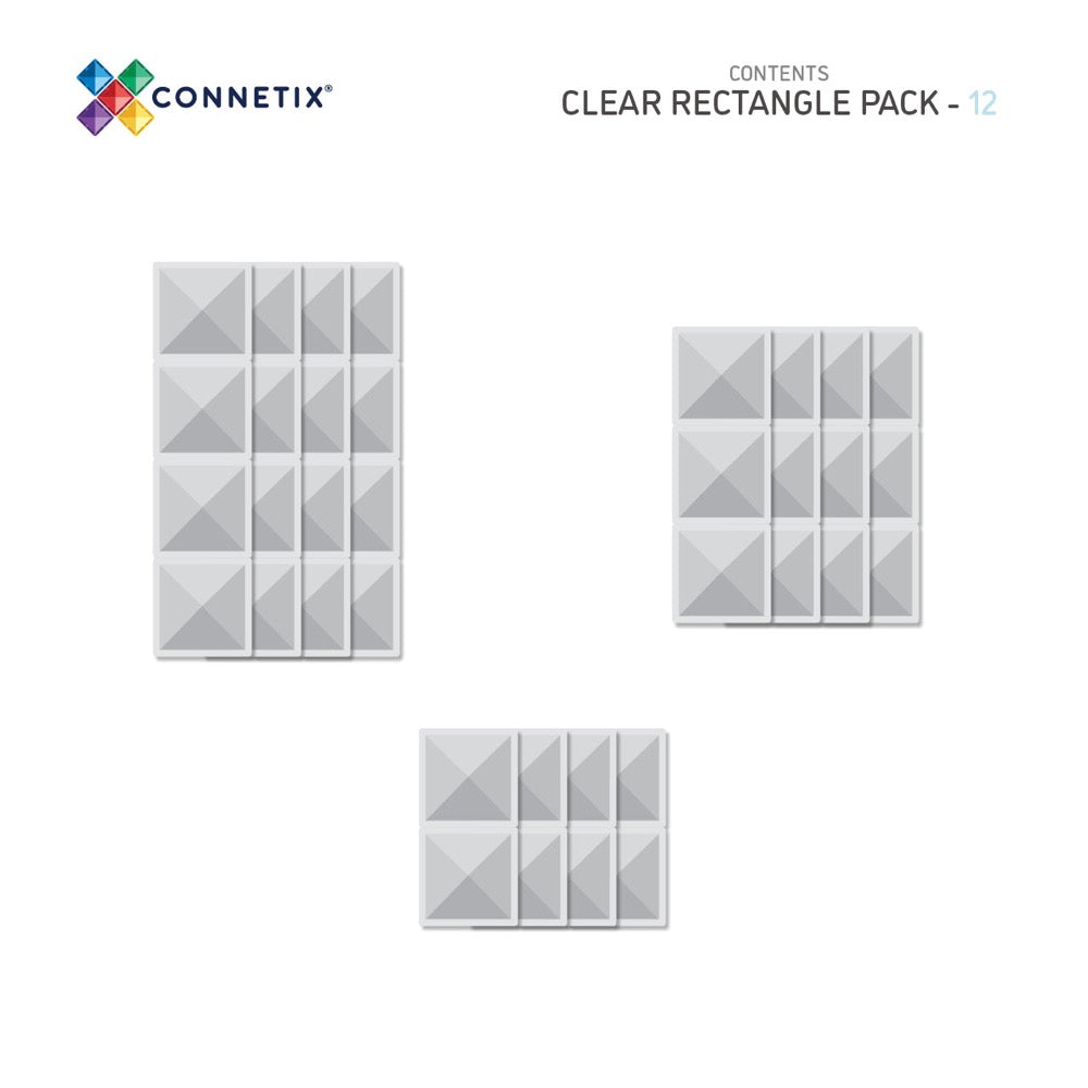 CONNETIX 12 PIECE CLEAR RECTANGLE PACK