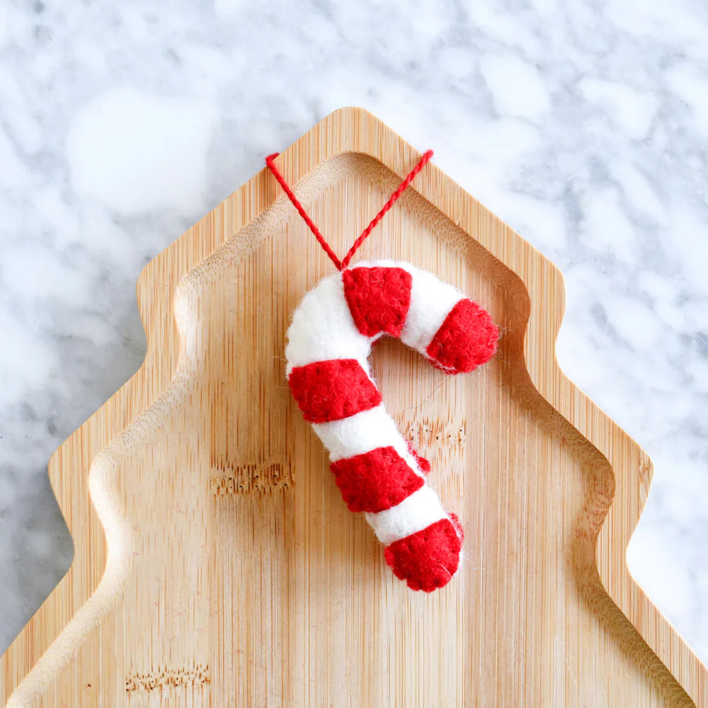 TARA TRESURES FELT CHRISTMAS CANDY CANE ORNAMENT