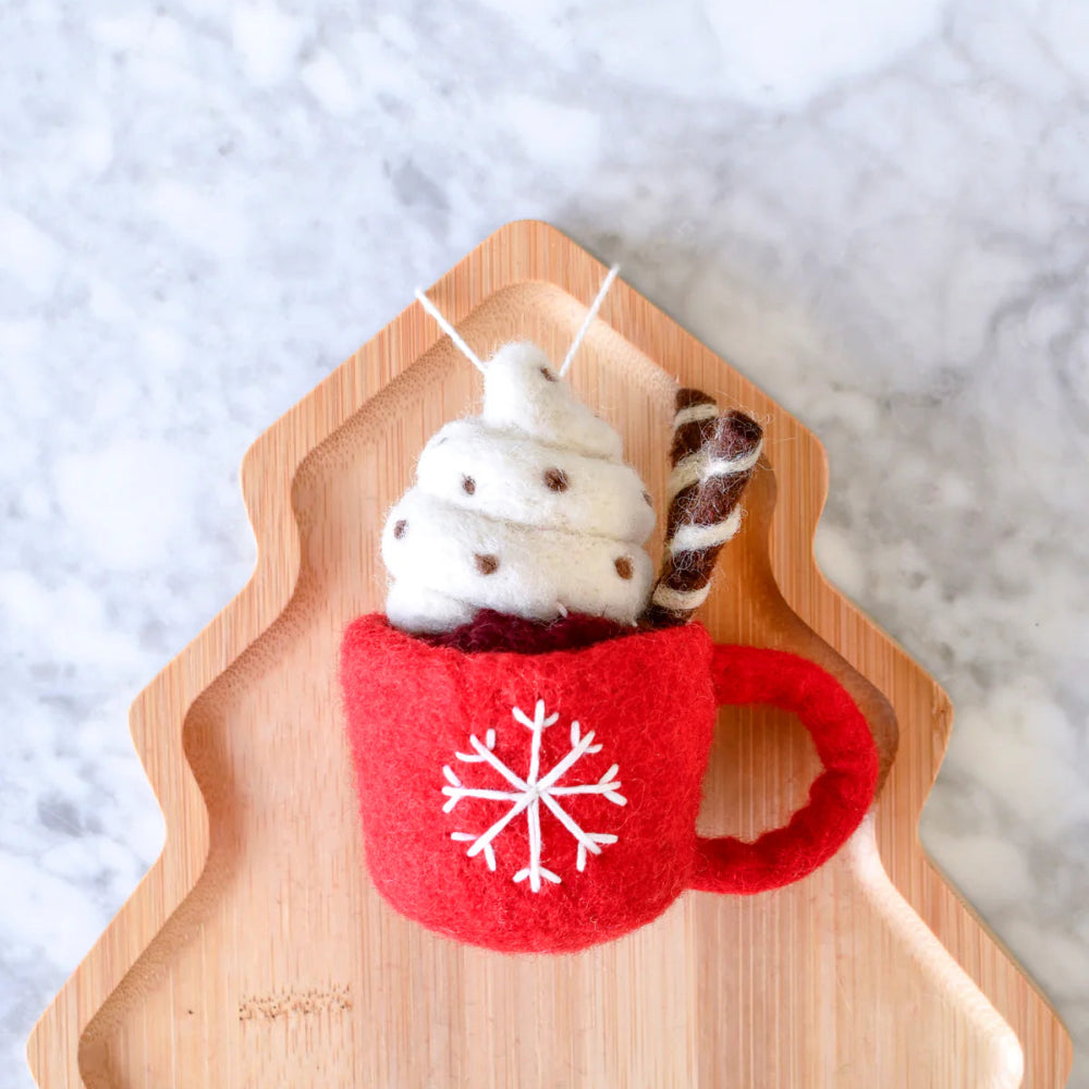 TARA TREASURES FELT CHRISTMAS HOT CHOCOLATE MUG ORNAMENT