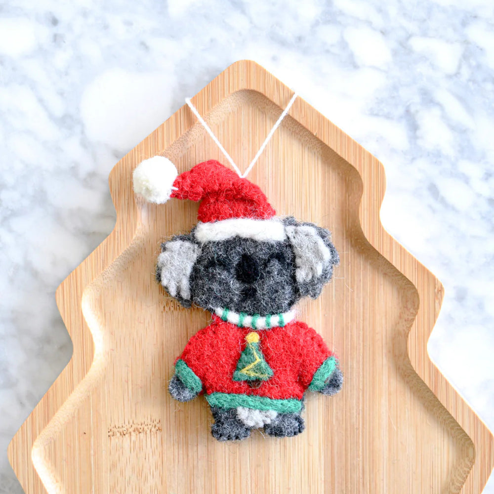 TARA TREASURES FELT CHRISTMAS KOALA IN SWEATER ORNAMENT