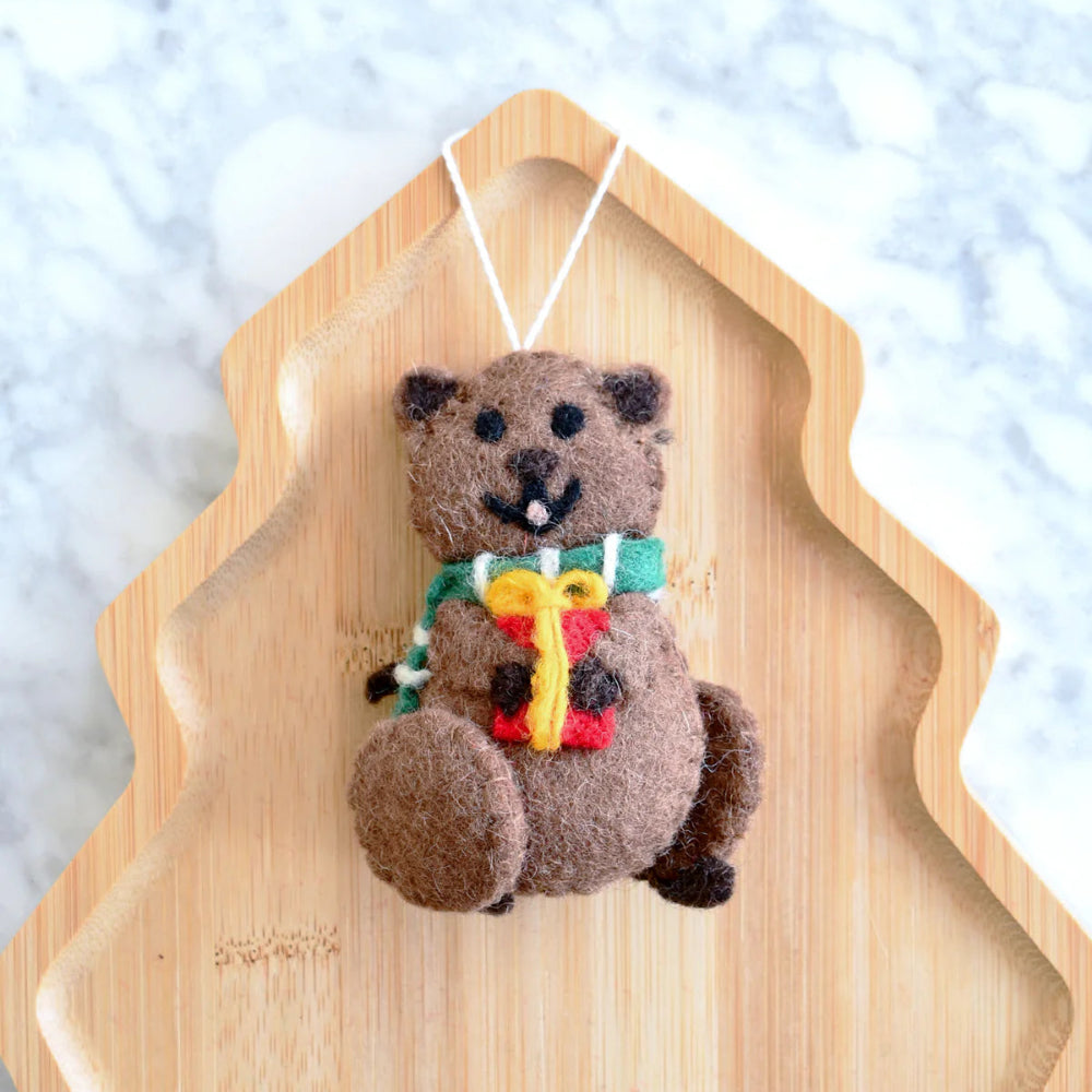 TARA TREASURES FELT CHRISTMAS QUOKKA ORNAMENT
