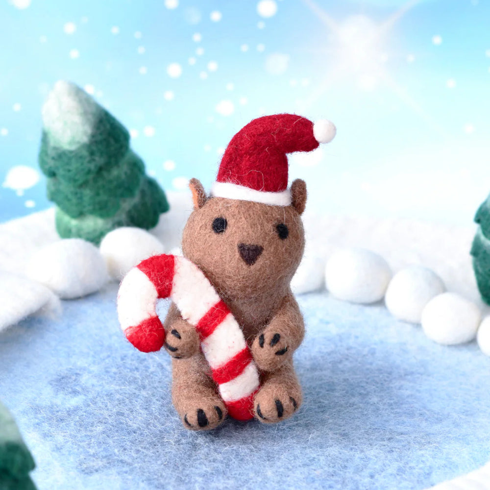 TARA TREASURES FELT WOMBAT WITH CANDY CANE TOY