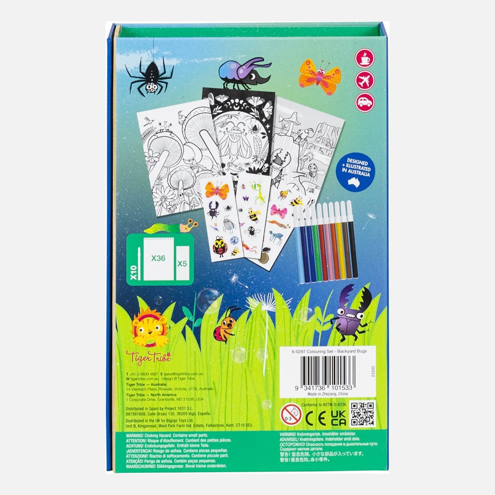 TIGER TRIBE BACKYARD BUGS COLOURING SET