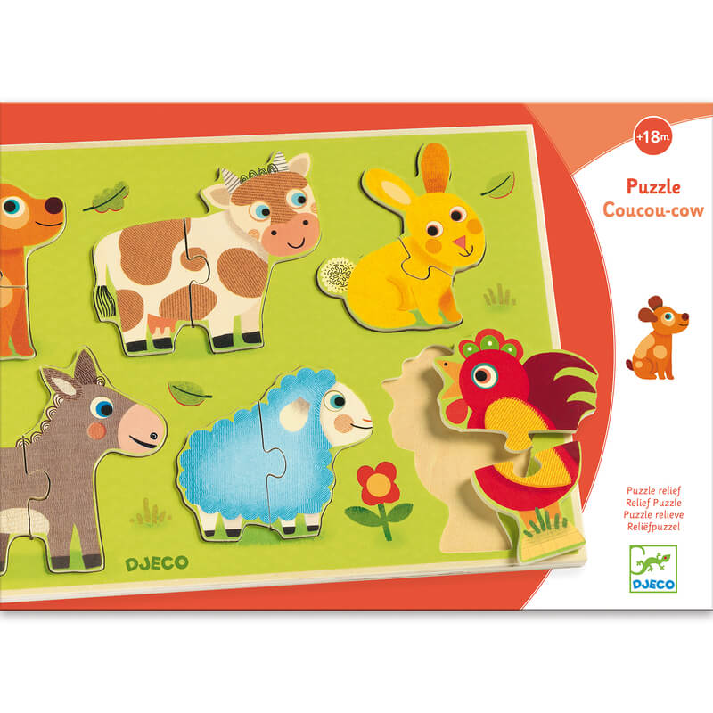 DJECO WOODEN FARM ANIMAL PUZZLE 12 PC