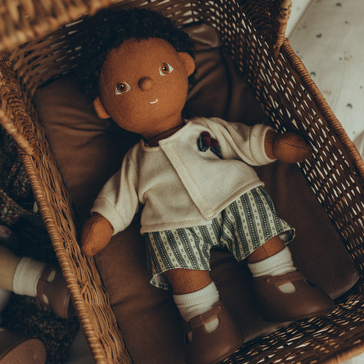 OLLIELLA DINKUM DOLLS CARDIGAN AND ROMPER HOLIDAY SET