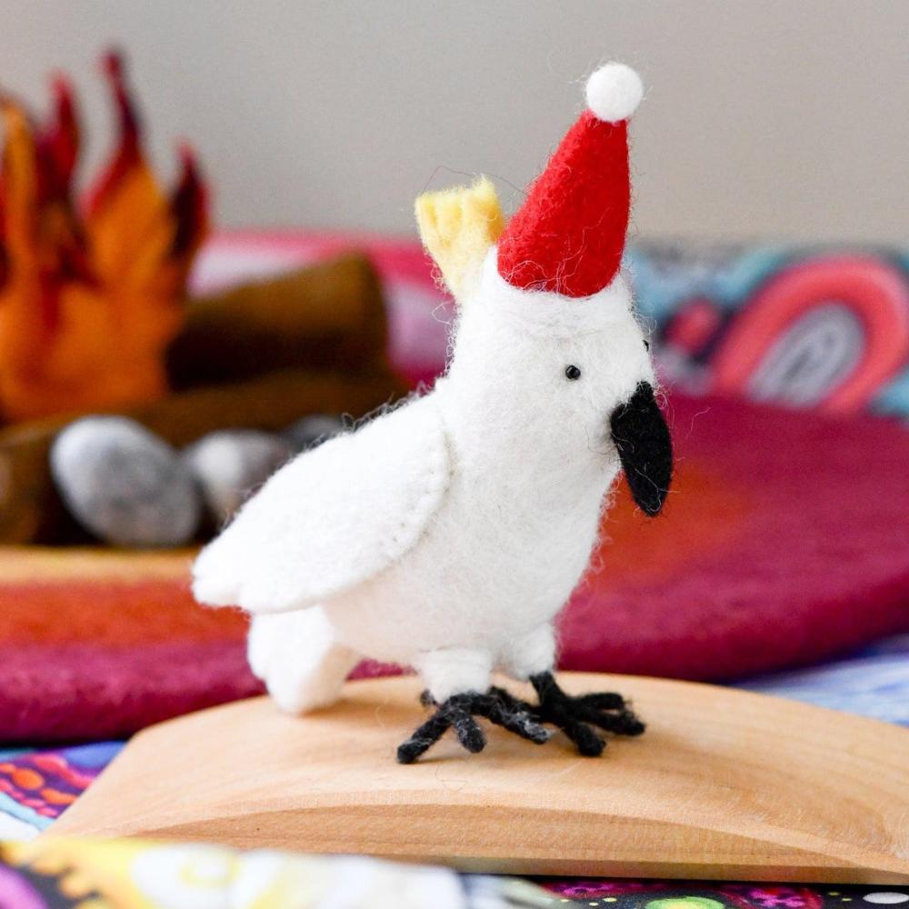 TARA TREASURES FELT COCKATOO CHRISTMAS ORNAMENT