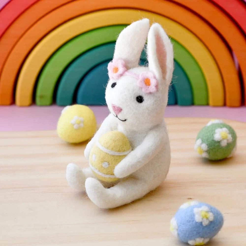 TARA TREASURES FELT RABBIT WITH EASTER EGG