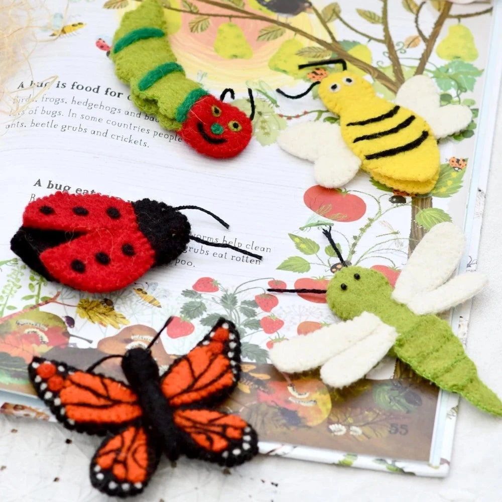 TARA TREASURES FELT FINGER PUPPET SET INSECT AND BUGS