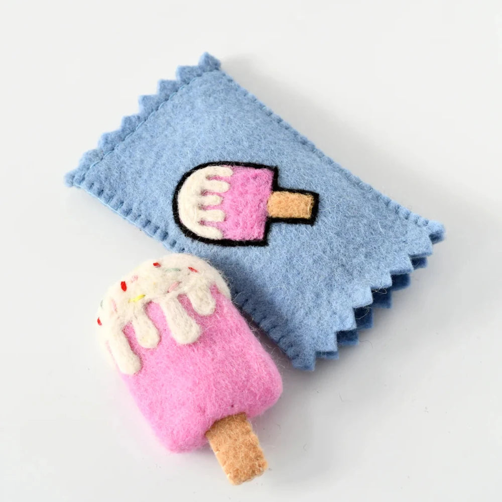 TARA TREASURES FELT STRAWBERRY ICE CREAM POPSICLE WITH WRAPPER