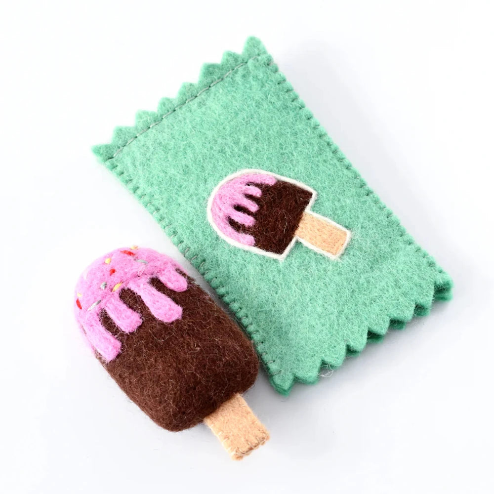 TARA TREASURES FELT CHOCOLATE ICE CREAM POPSICLE WITH WRAPPER