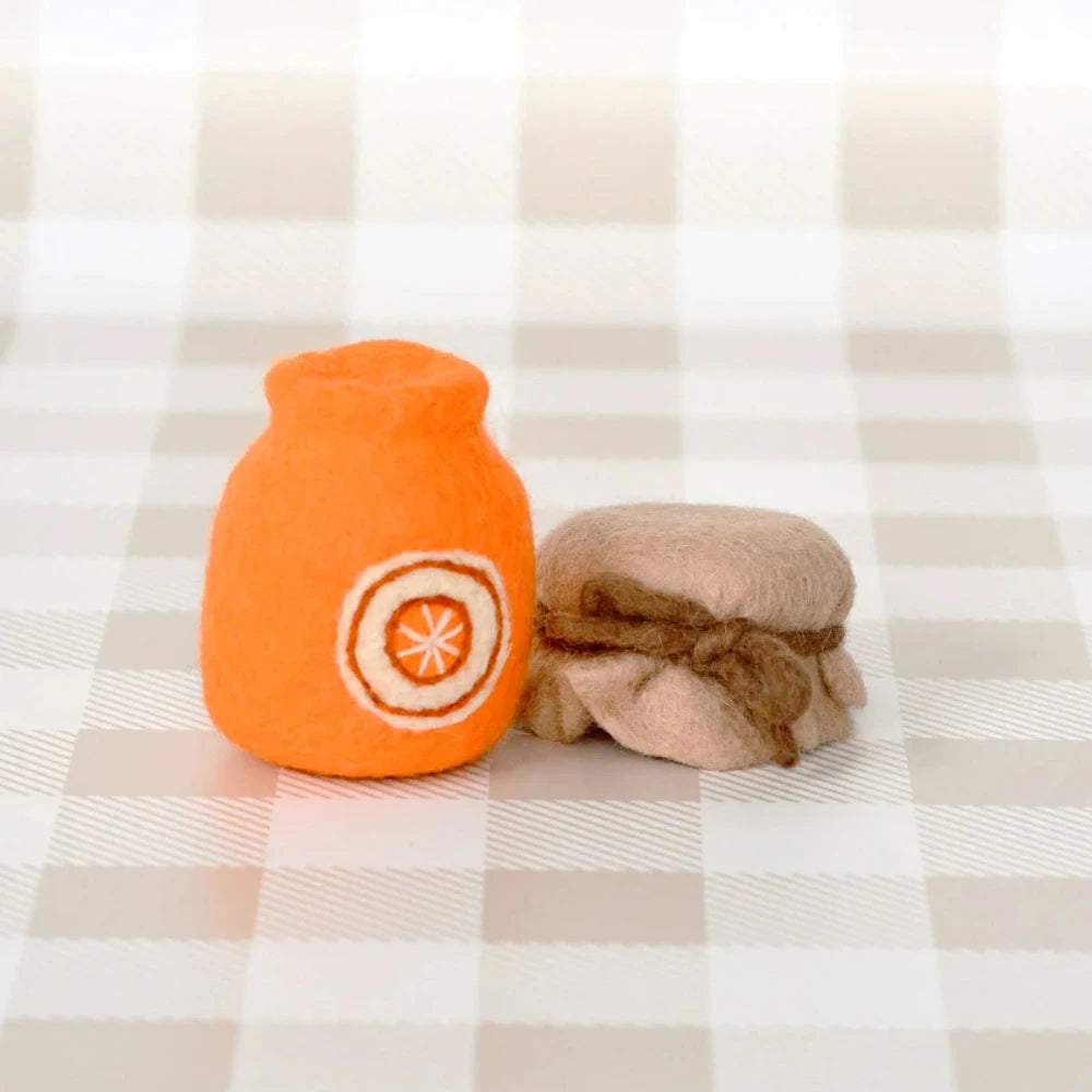 TARA TREASURES FELT ORANGE MARMALADE JAR