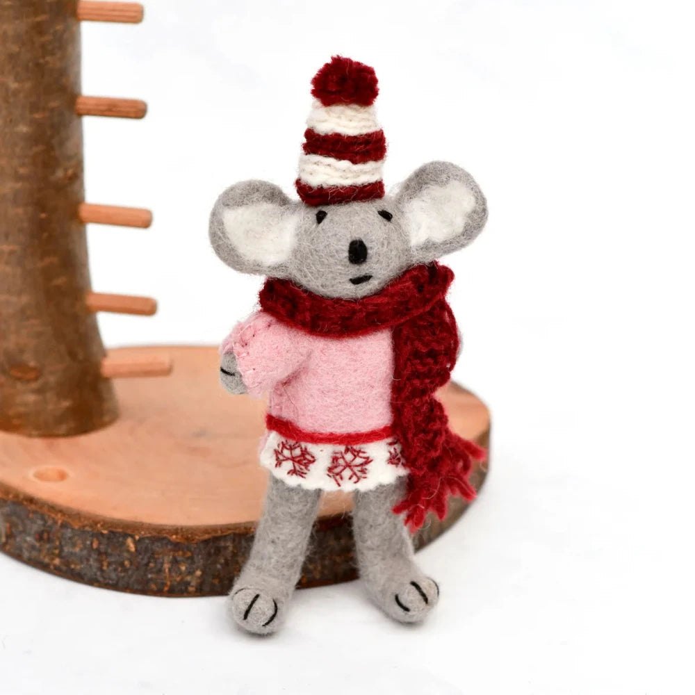TARA TREASURES FELT KOALA WITH PINK SWEATER