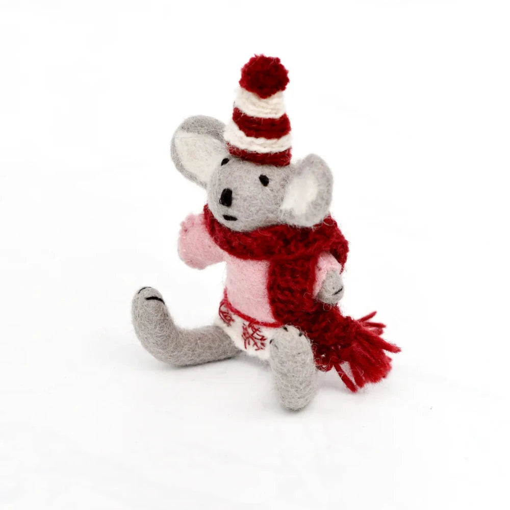 TARA TREASURES FELT KOALA WITH PINK SWEATER