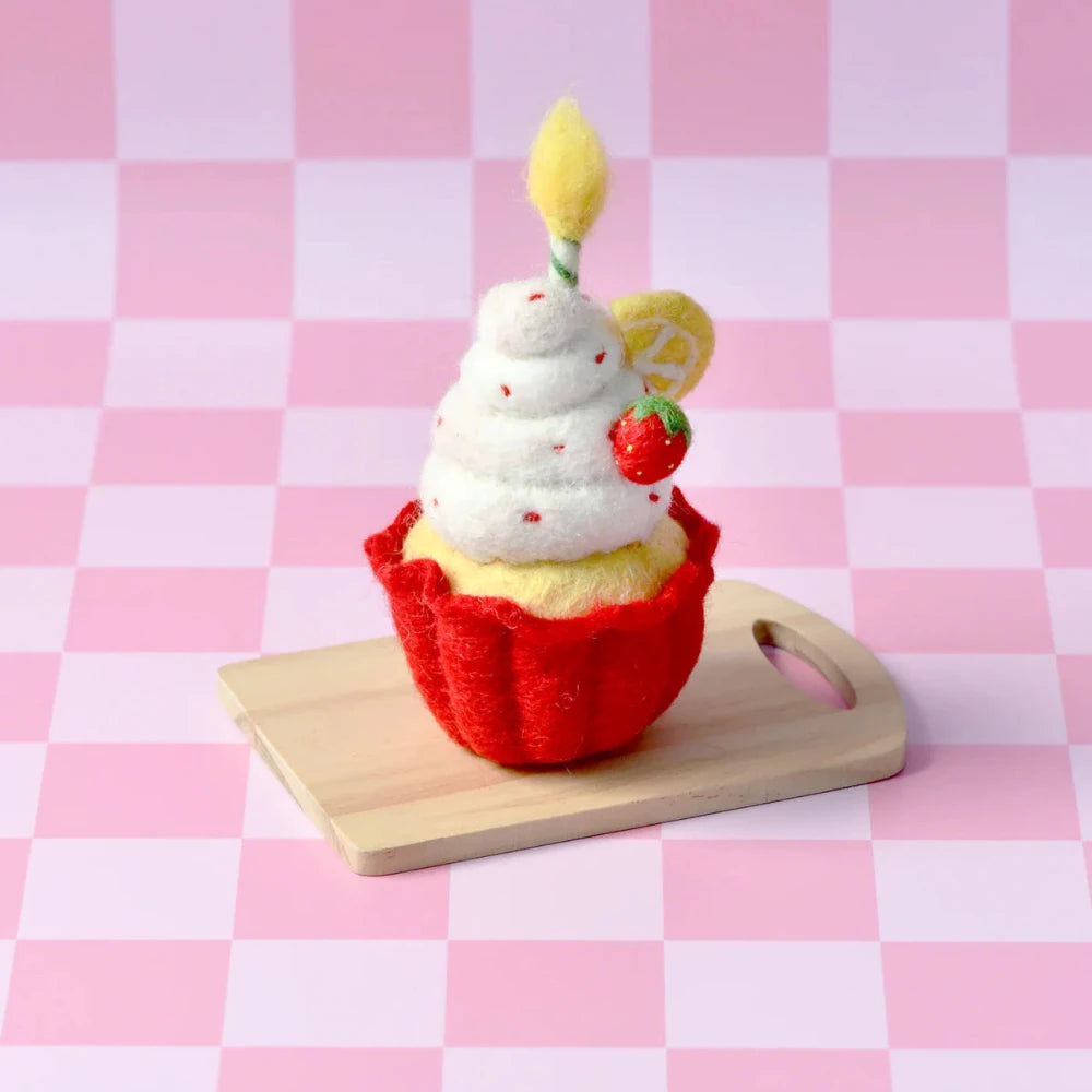 TARA TREASURES FELT RED CUPCAKE