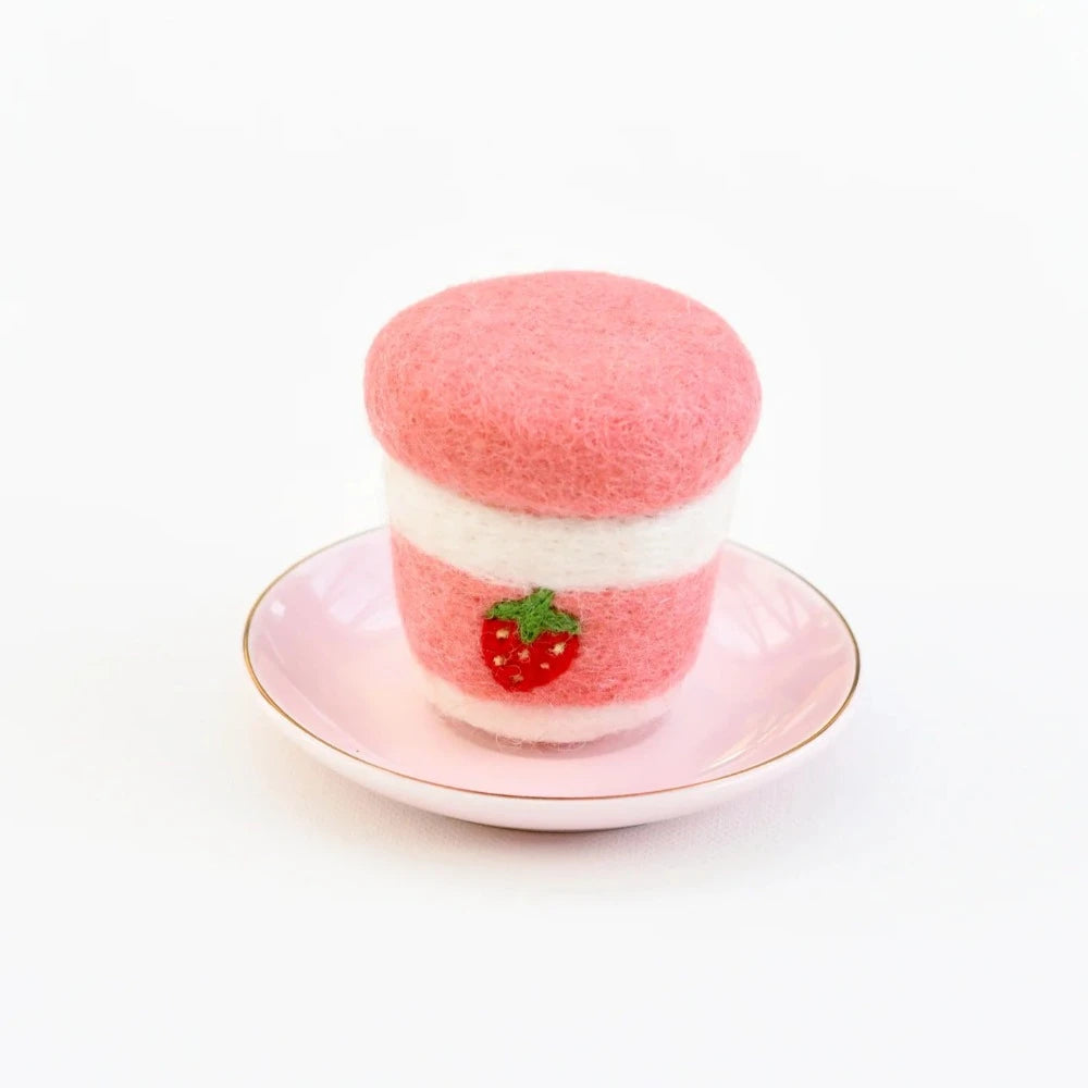 TARA TREASURES FELT STRAWBERRY YOGHURT BOTTLE
