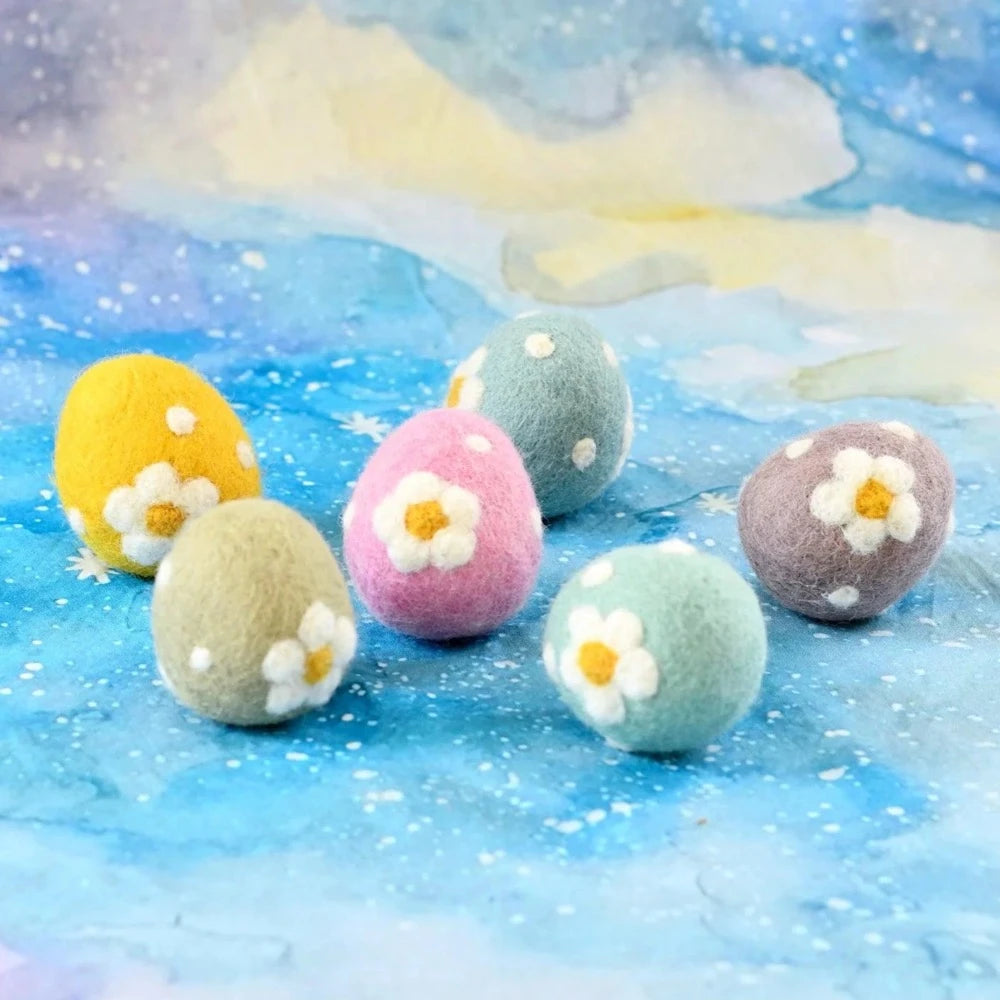 TARA TREASURES FELT BLUE FLORAL AND DOTS EGG