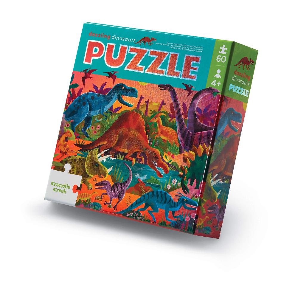 CROCODILE CREEK DAZZLING DINOSAURS FOIL PUZZLE 60pc