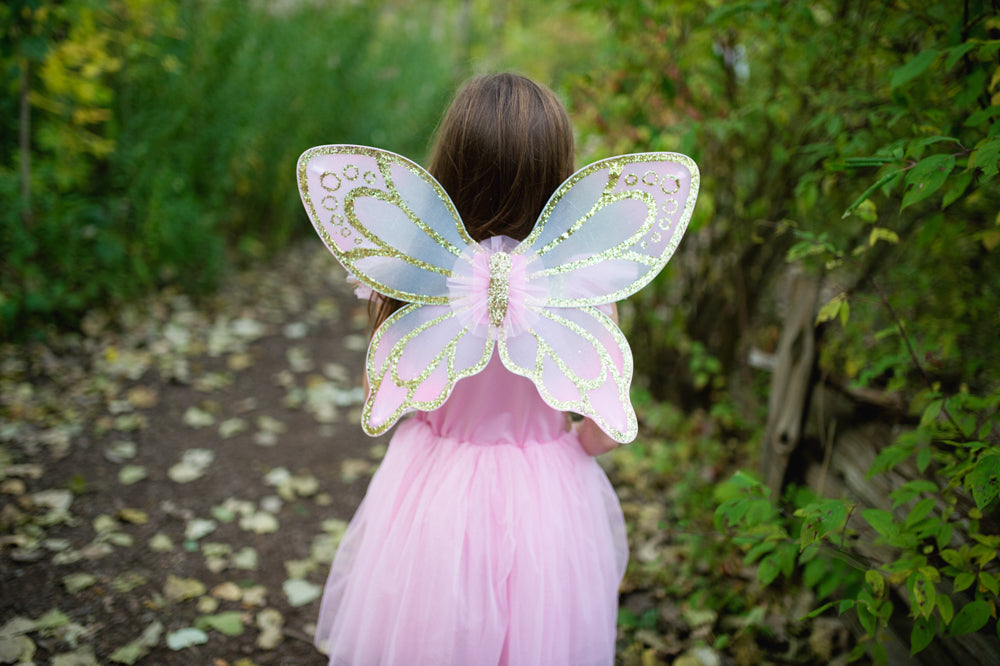 GREAT PRETENDER GOLD SEQUINS BUTTERFLY DRESS WITH WINGS SIZE 5-7