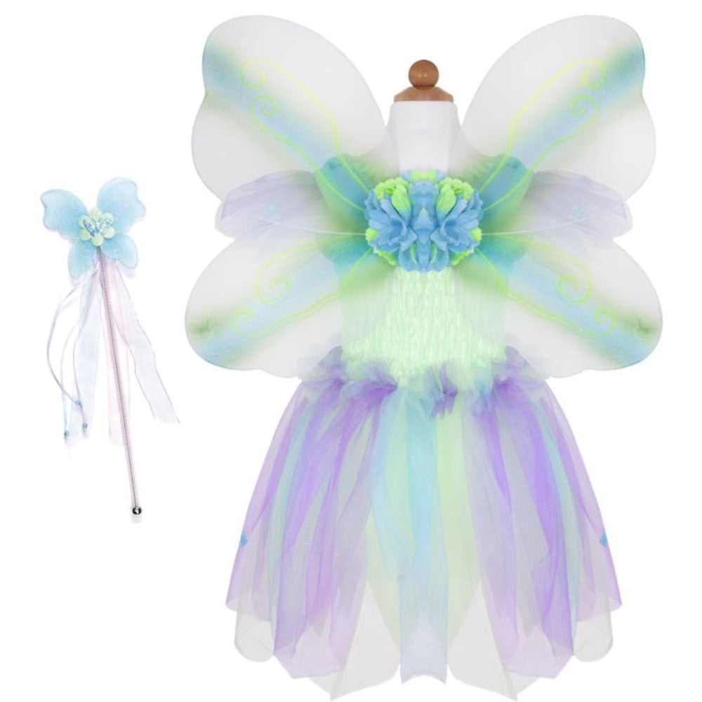 GREEN BUTTERFLY DRESS WITH WINGS AND WAND SIZE 5-6