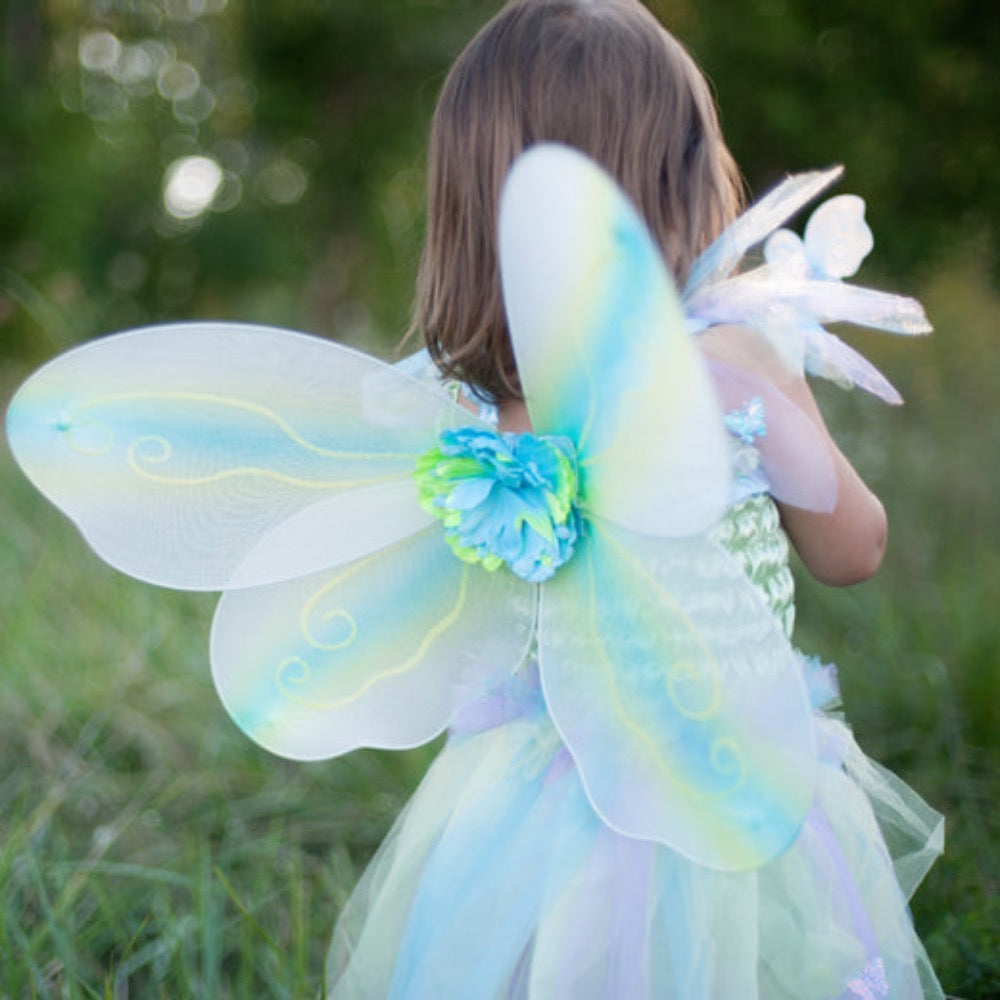 GREEN BUTTERFLY DRESS WITH WINGS AND WAND SIZE 5-6