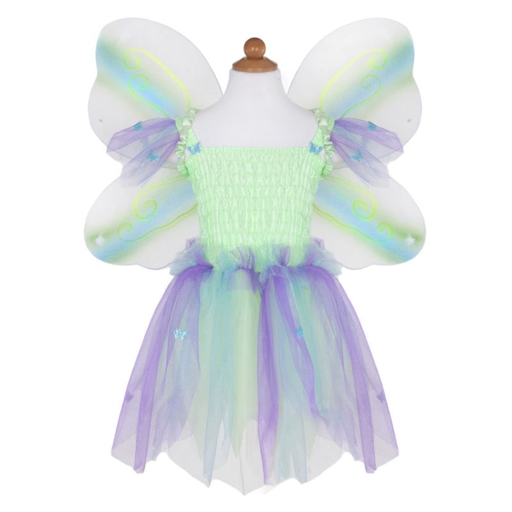 GREEN BUTTERFLY DRESS WITH WINGS AND WAND SIZE 5-6