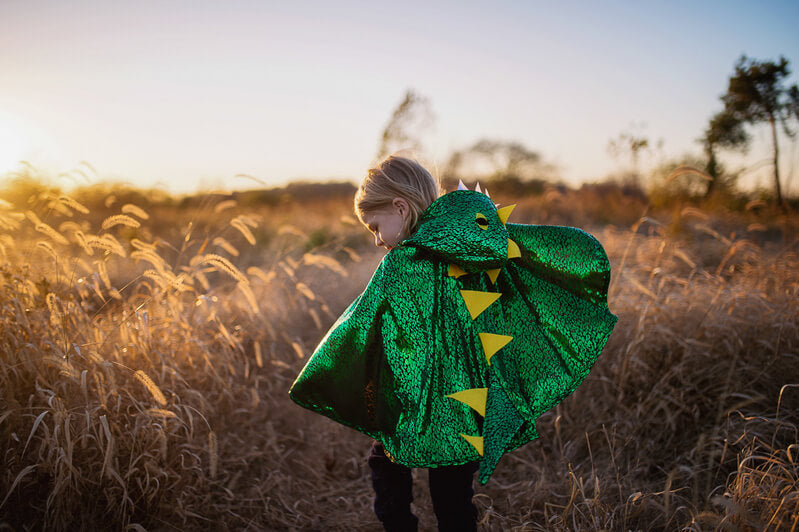 GREAT PRETENDER METALLIC GREEN DRAGON CAPE 2-3