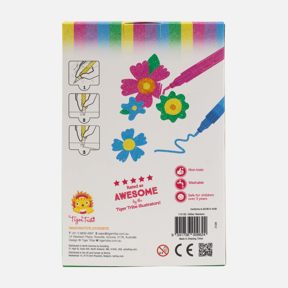TIGER TRIBE GLITTER MARKERS 6 PACK