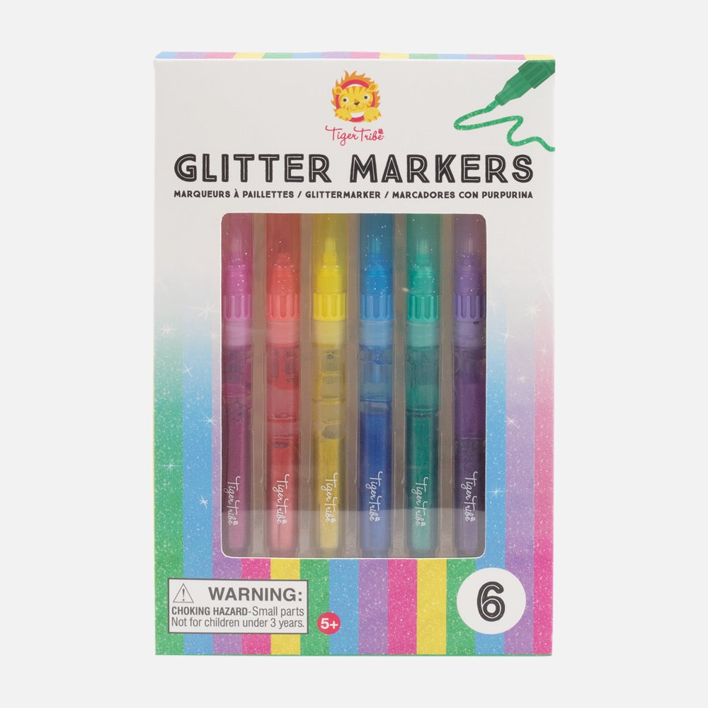 TIGER TRIBE GLITTER MARKERS 6 PACK