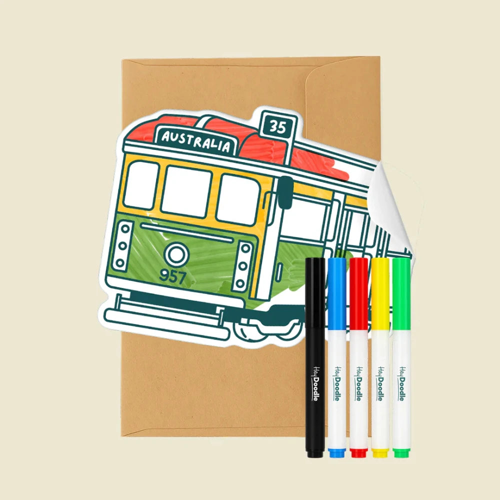 HEY DOODLE CITY TRAM FOREVER GREETING CARD