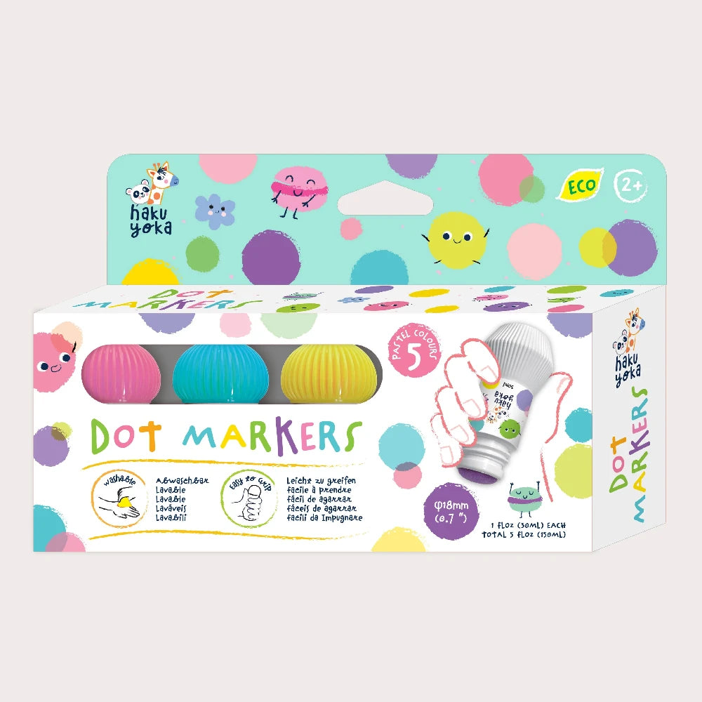 HAKU YOKA DOT MARKERS 5 PACK PASTEL COLOURS