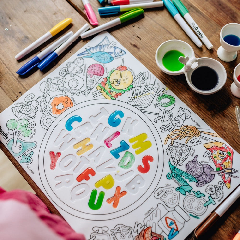 HEY DOODLE PLACEMAT ALPHABET SOUP