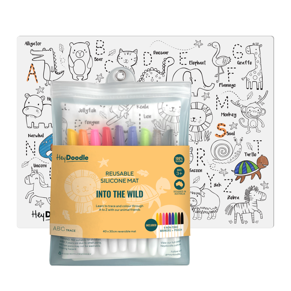 HEY DOODLE PLACEMAT ABC INTO THE WILD