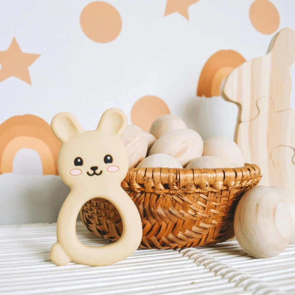 JELLYSTONE DESIGNS SILICONE BUNNY TEETHER TAN