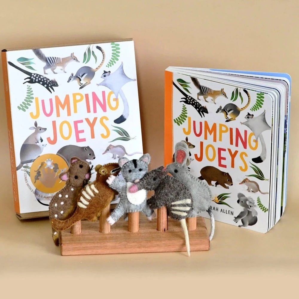 TARA TREASURES JUMPING JOEYS FINGER PUPPETS AND BOOK SET