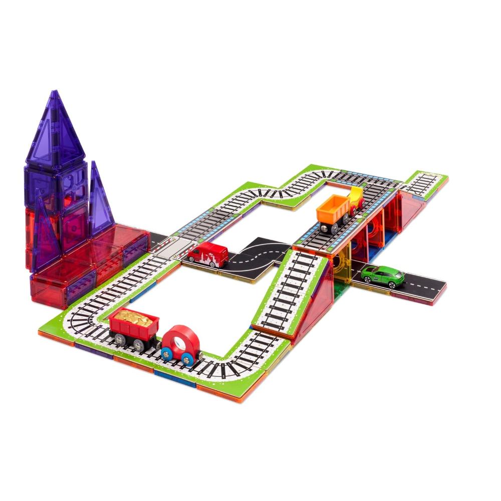 LEARN AND GROW MAGNETIC TRAIN TRACK TILE TOPPERS 36 PC